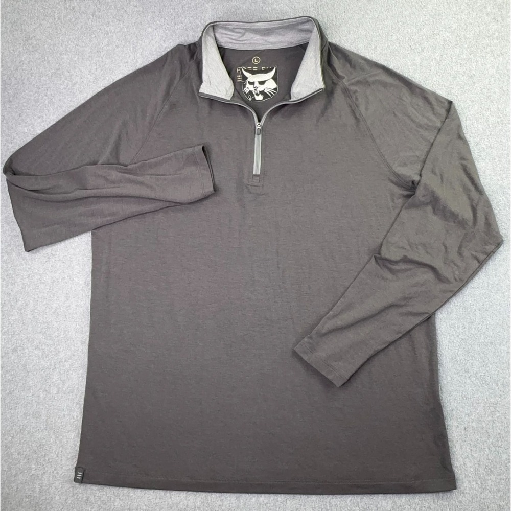 Free Fly‎ Sweater Men's Size L Gray 1/4 Zip Pullover Performance Bamboo Raglan